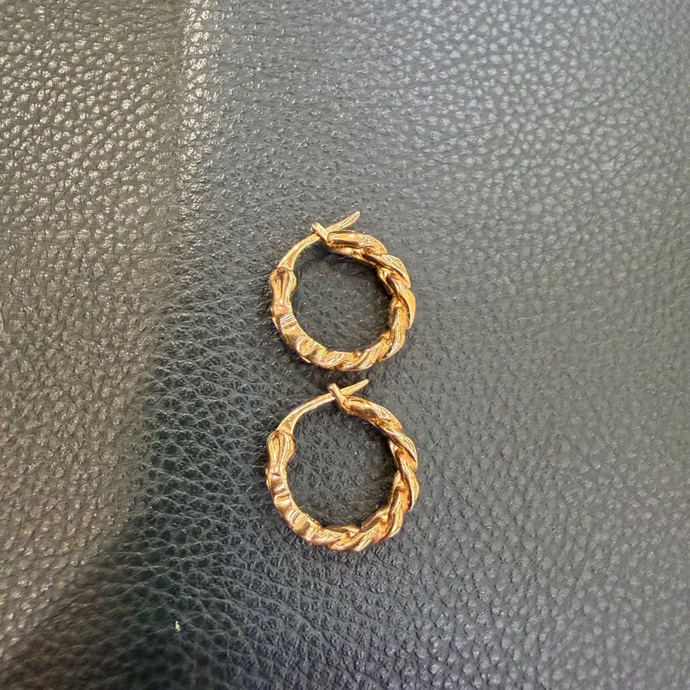 Celine gold hoop earrings; worn 3x - Picture 2 of 7